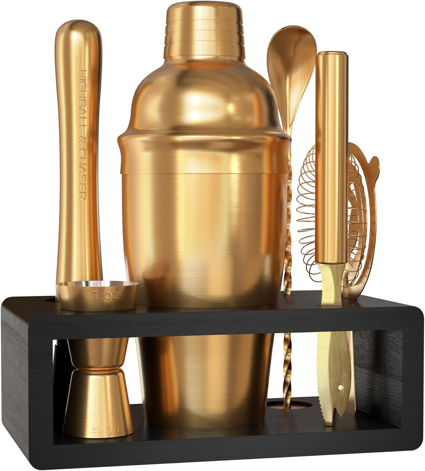 Cocktail Recipe Book - Antique Gold Cocktail Shaker Set with