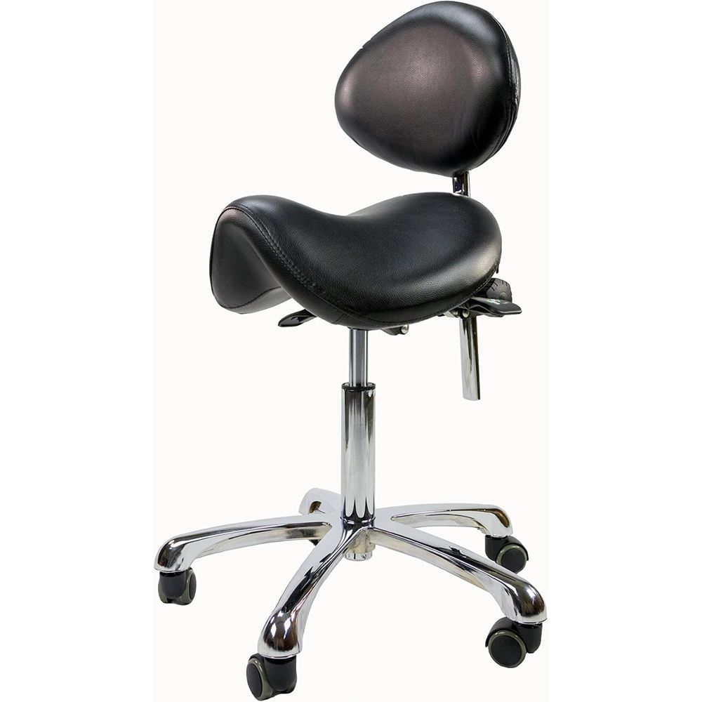 Home Barber - Ergonomic Rolling Stool with Adjustable Backrest