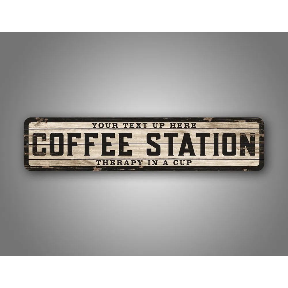 Home Bar Accessories - Custom Text Logo Weathered Wood Sign