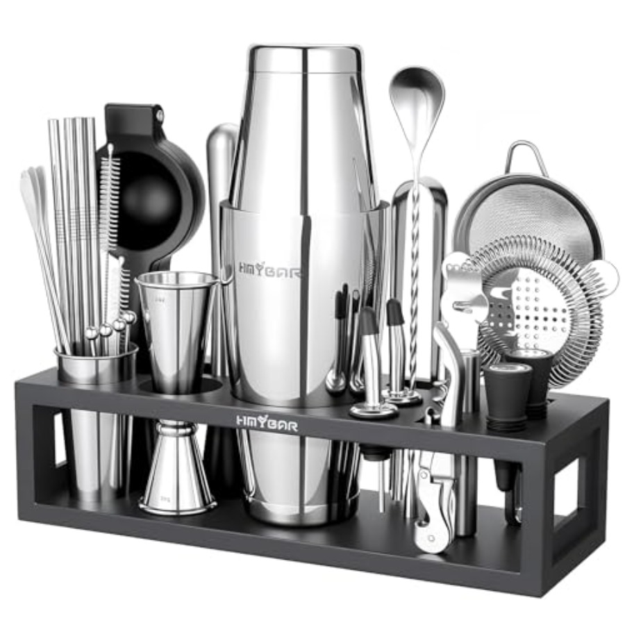 Boston Shaker Set - ® Bartender Kit with Bamboo Stand