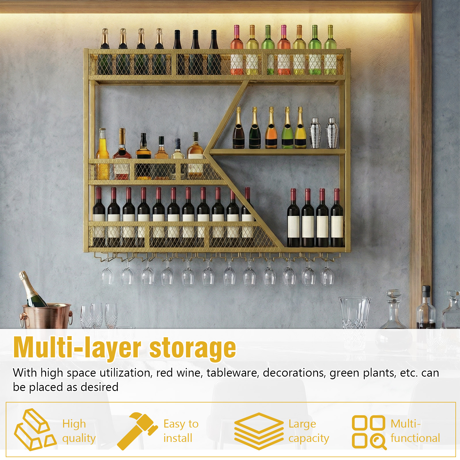 39in 3-Tiers Liquor Shelf Wall - مراجعة Home Bar And Cabinet وسعره