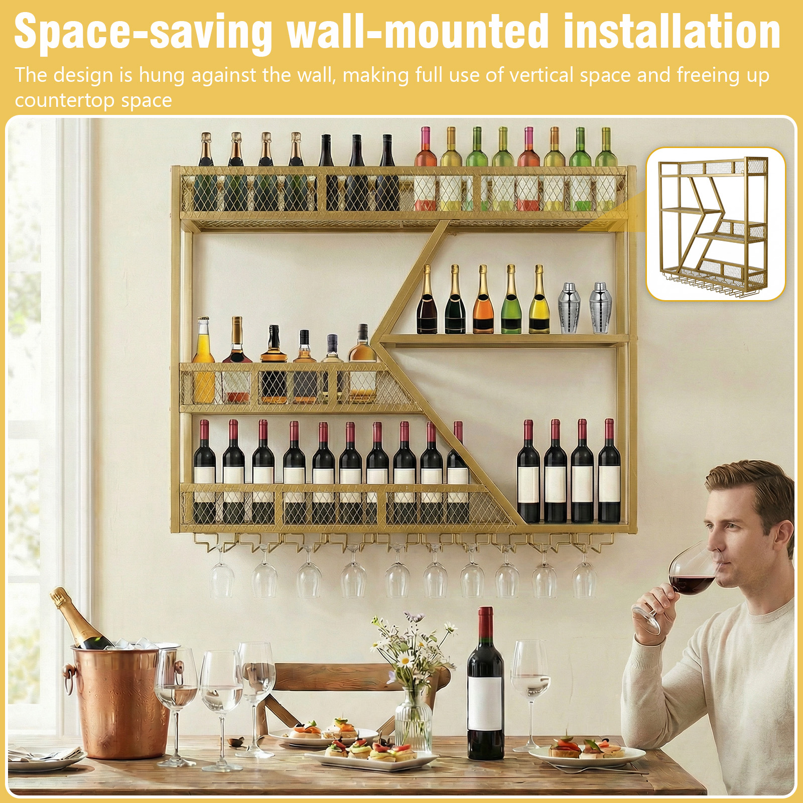 39in 3-Tiers Liquor Shelf Wall - مراجعة Home Bar And Cabinet وسعره