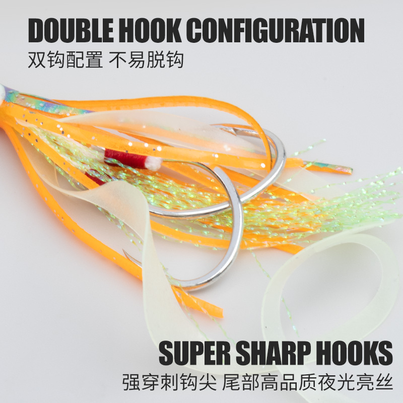 TEASER 10PCS/BAG Bionic Squid  - مراجعة Jigger Double Sided وسعره