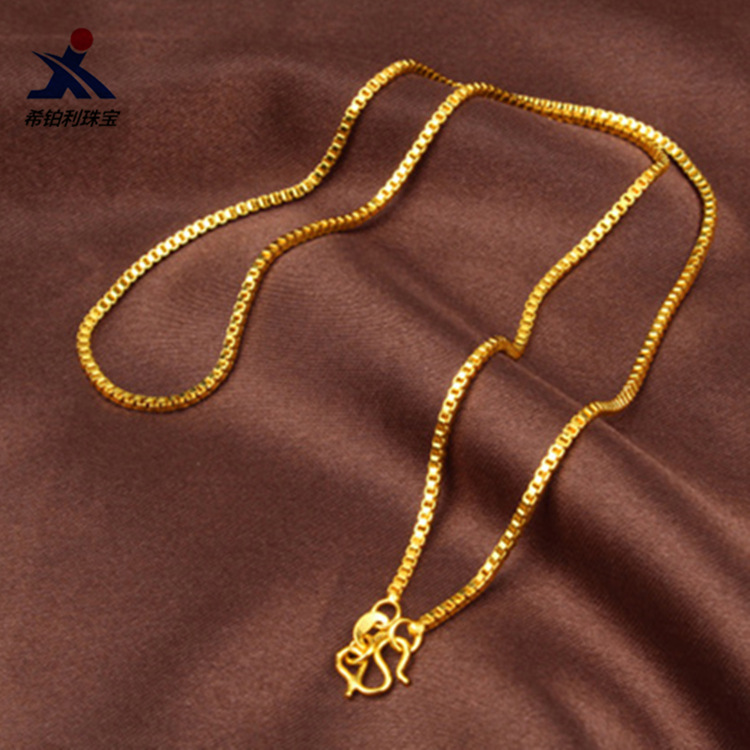 AU999 Box Chain Necklace Women - مراجعة Bar Cart Gold وسعره