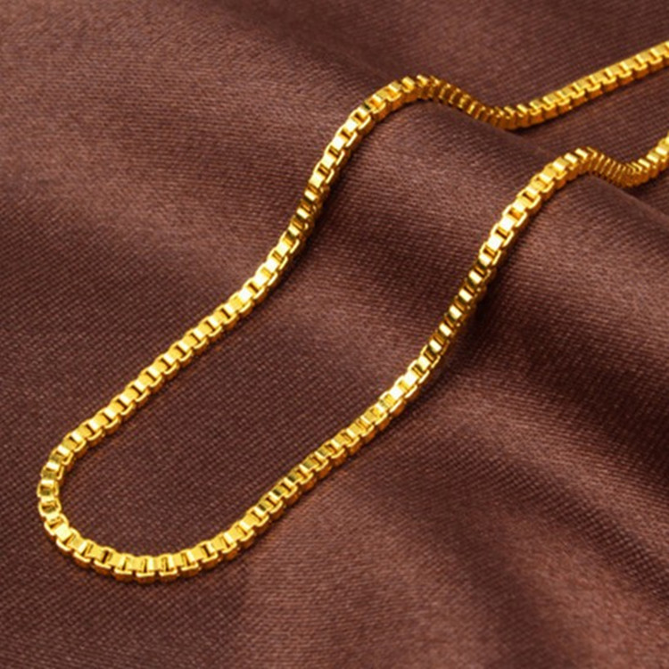 AU999 Box Chain Necklace Women - مراجعة Bar Cart Gold وسعره
