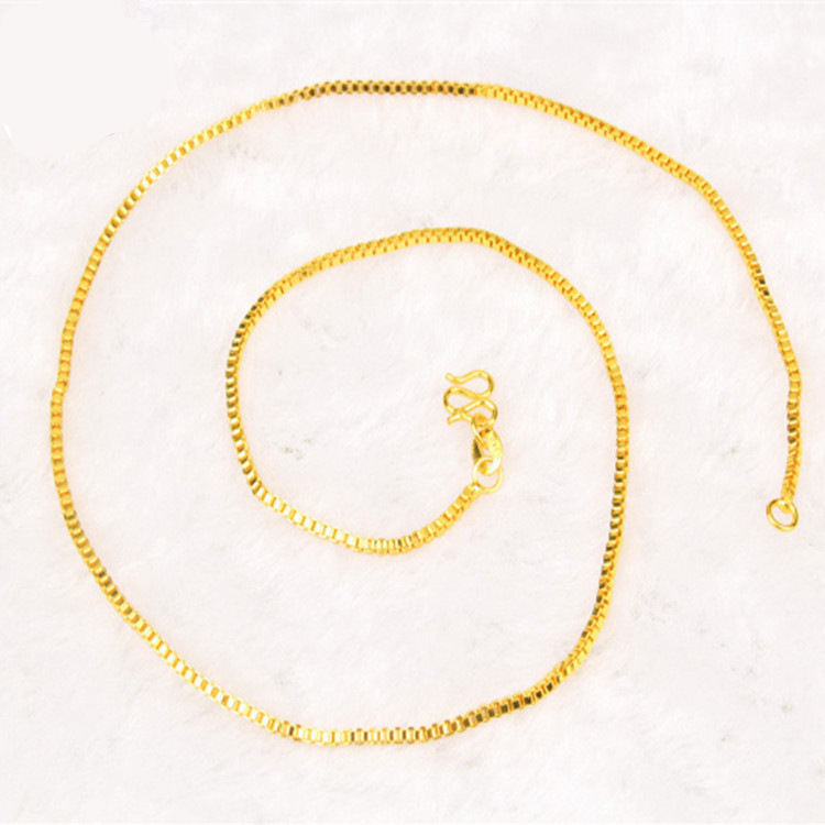 AU999 Box Chain Necklace Women - مراجعة Bar Cart Gold وسعره
