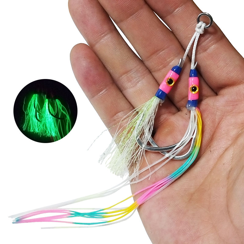 2Pairs/bag Glow Jig Lure Hooks - مراجعة Jigger Double Sided وسعره