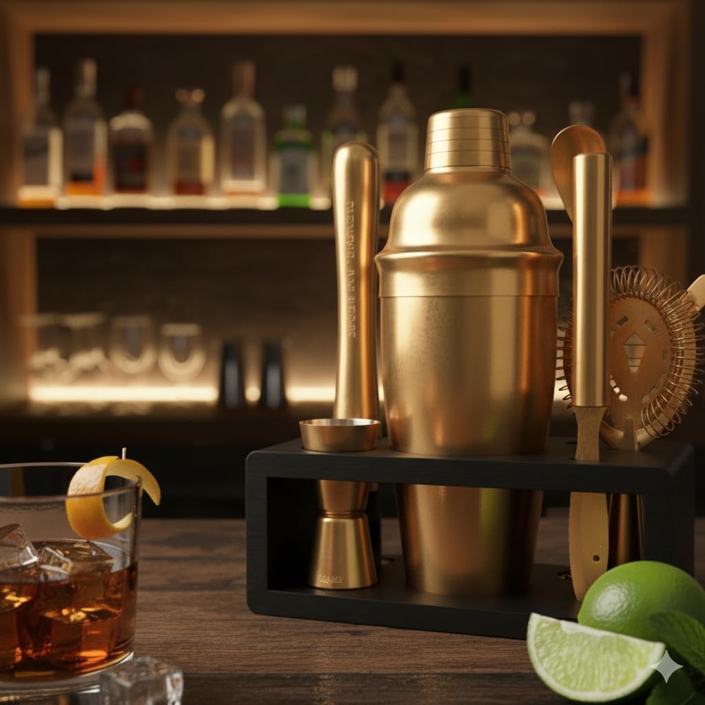 Antique Gold Cocktail Shaker S - مراجعة Cocktail Recipe Book وسعره