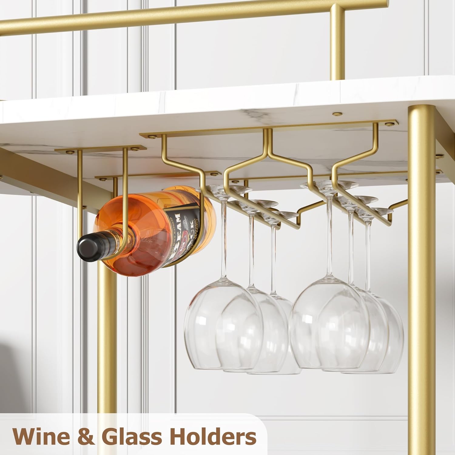 Gold Bar Carts with 4-Tiers St - مراجعة Bar Cart Gold وسعره