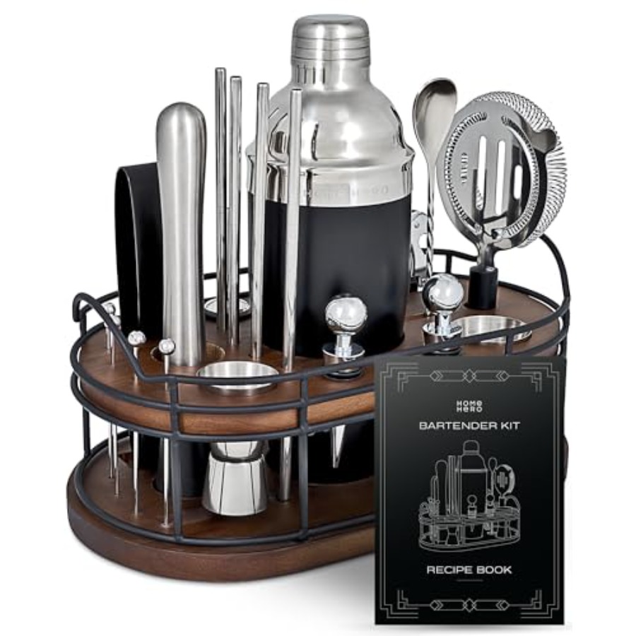 Bartender Kit - 22-Piece Cockt - مراجعة Cocktail Recipe Book وسعره