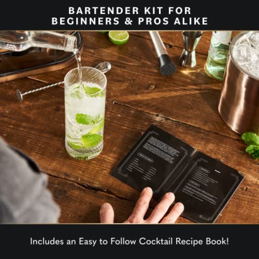 Bartender Kit - 22-Piece Cockt - مراجعة Cocktail Recipe Book وسعره