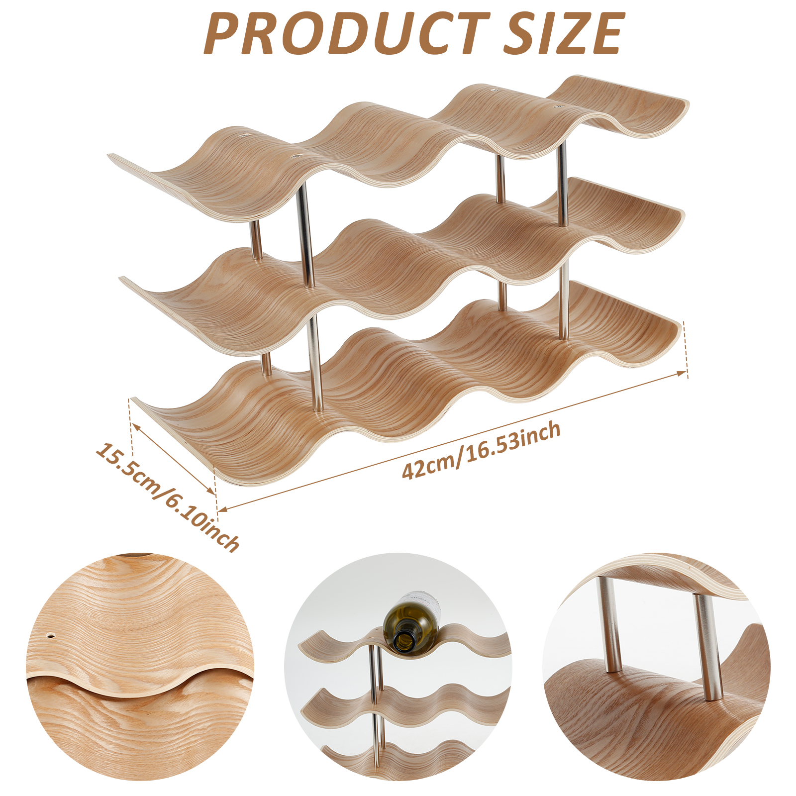 2/3-Tier Wooden Wine Rack Wavy - مراجعة Home Bar And Cabinet وسعره