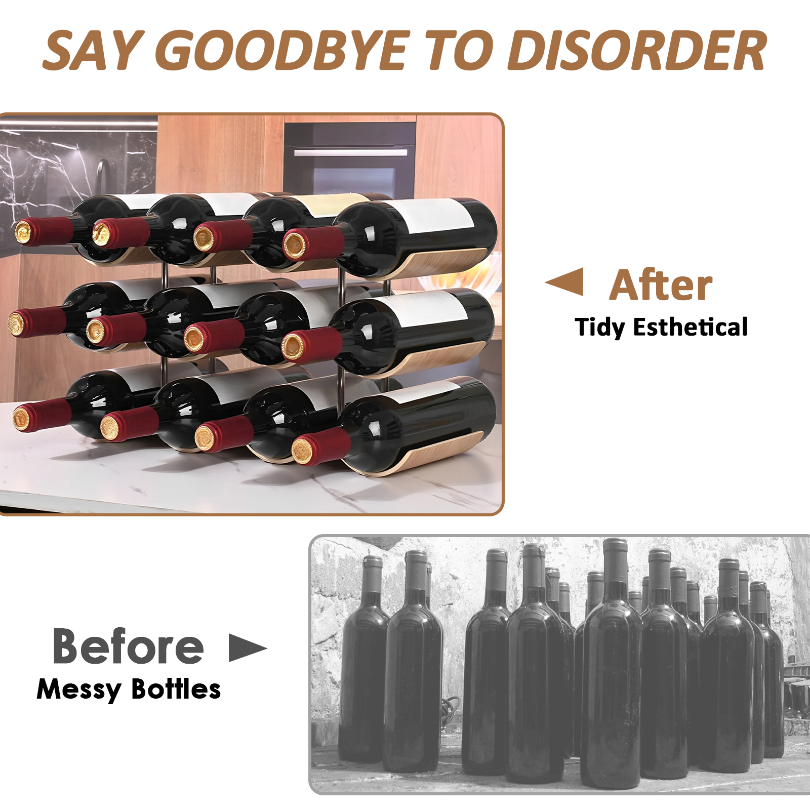 2/3-Tier Wooden Wine Rack Wavy - مراجعة Home Bar And Cabinet وسعره