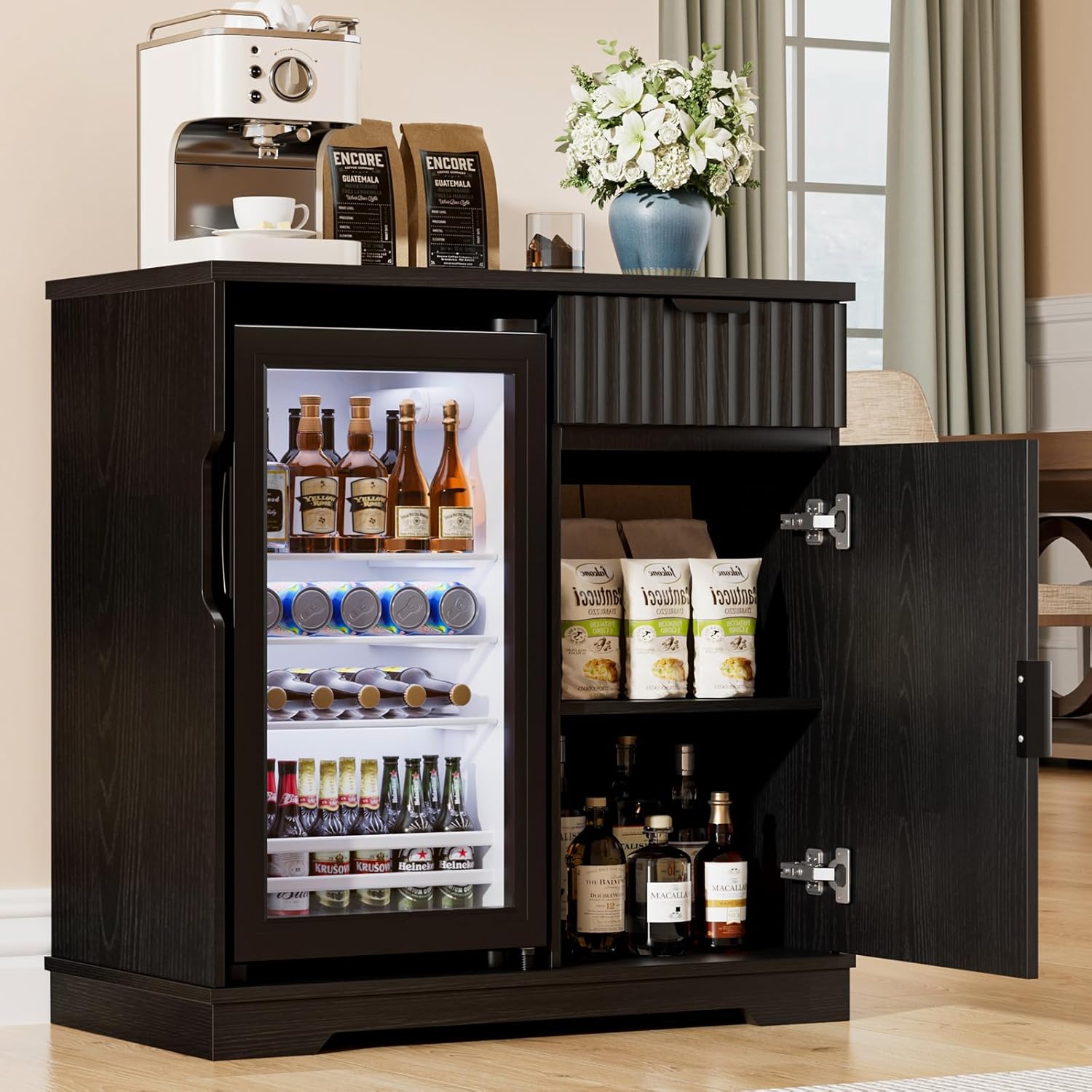 Fluted Coffee Bar Cabinet with - مراجعة Home Bar And Cabinet وسعره