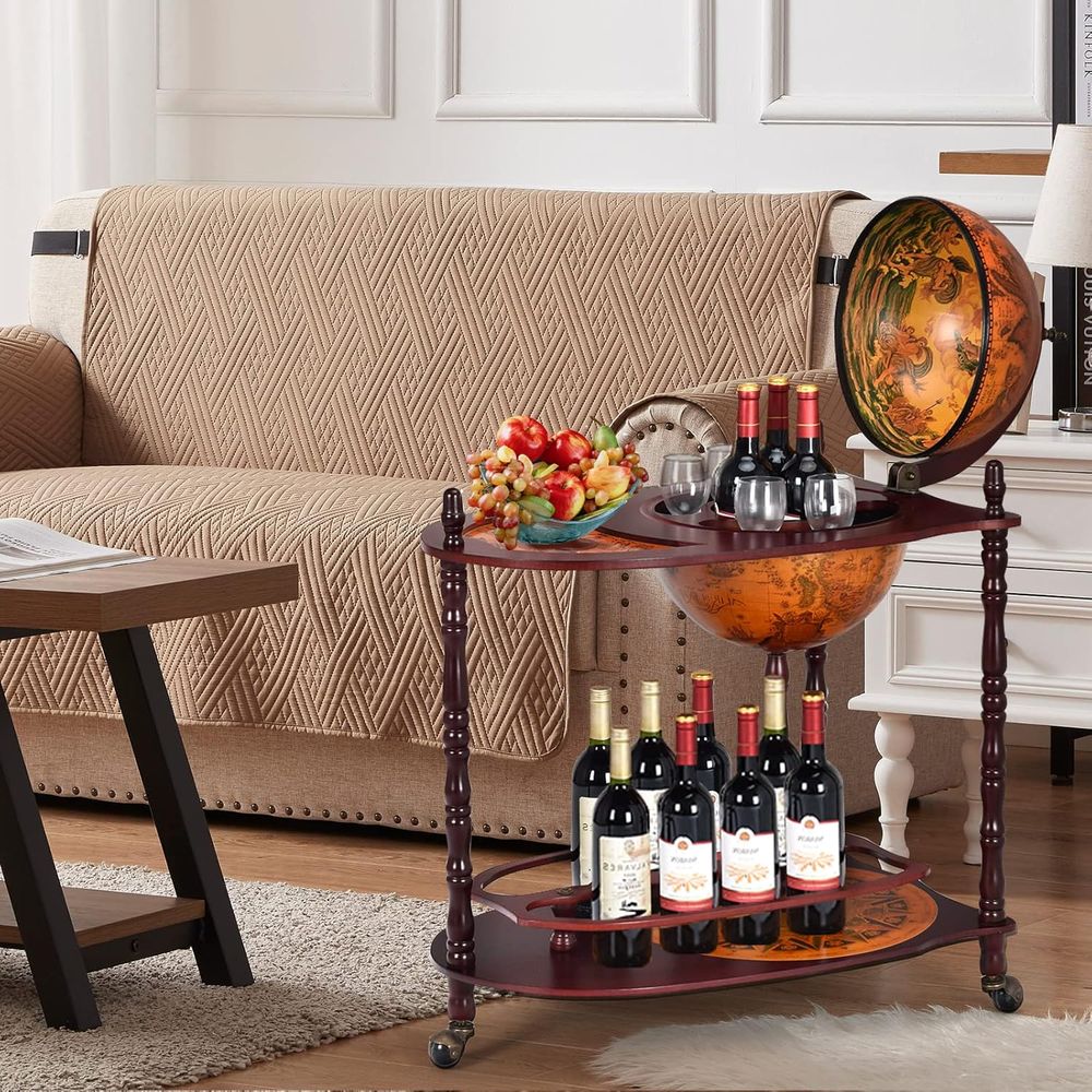Vintage 34.5 Wheeled Globe Bar - مراجعة Home Bar And Cabinet وسعره