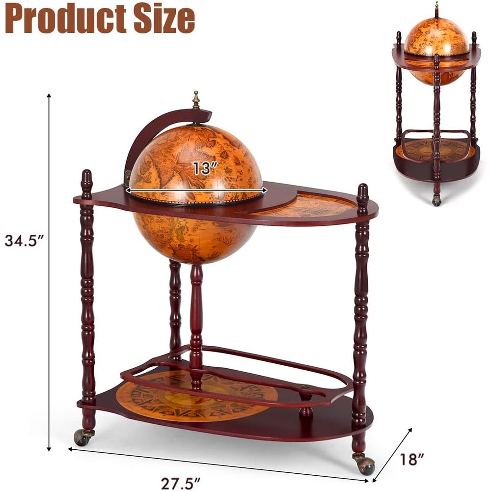 Vintage 34.5 Wheeled Globe Bar - مراجعة Home Bar And Cabinet وسعره