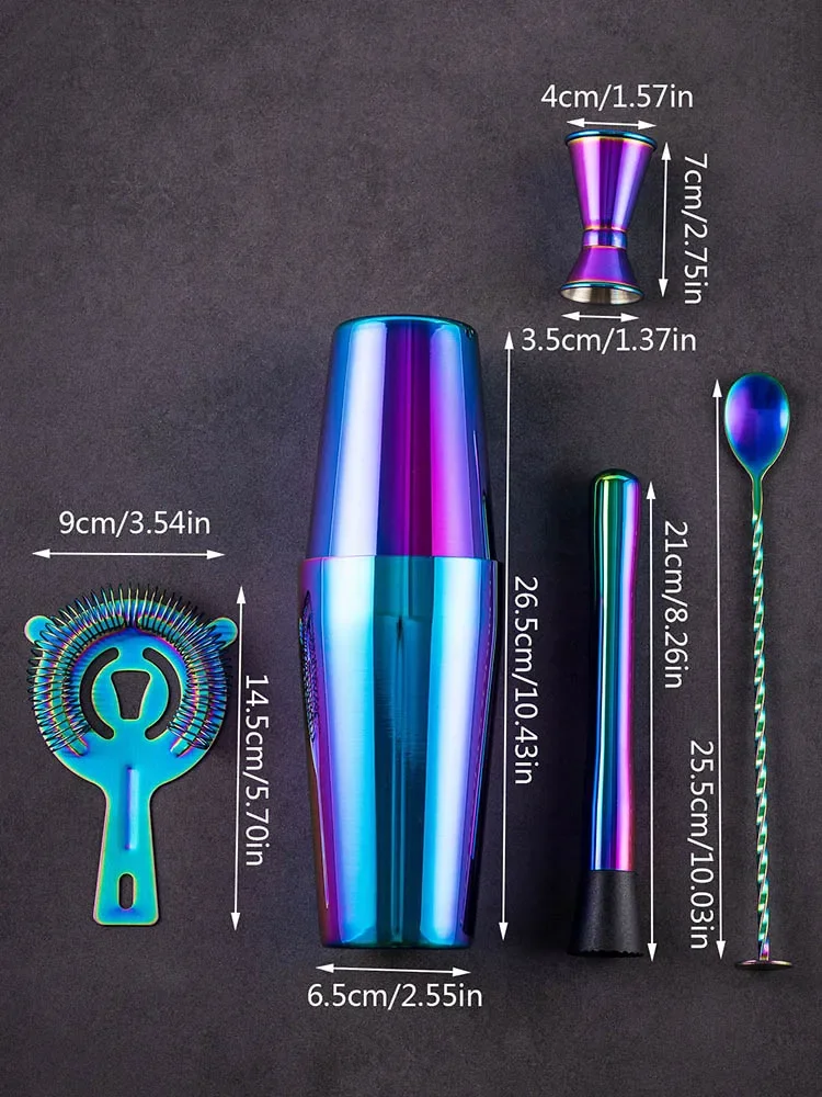 5/7pcs Rainbow Cocktail Shaker - مراجعة Boston Shaker Set وسعره