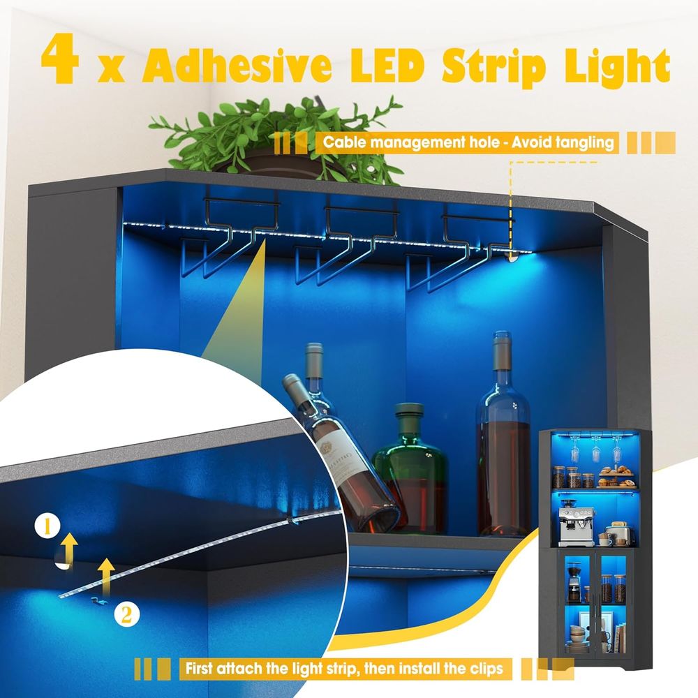 65 Tall LED-Illuminated Bar Ca - مراجعة Home Bar And Cabinet وسعره