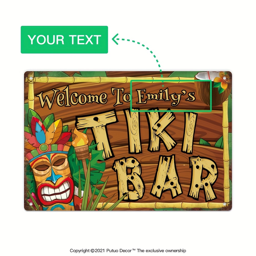 Custom  Decor Tiki Bar Sign, P - مراجعة Home Bar Accessories وسعره