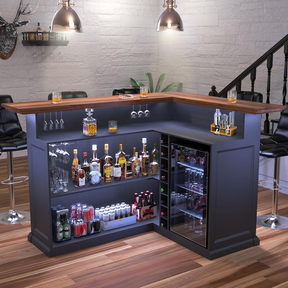 L-Shaped Home Bar Cabinet with - مراجعة Home Bar And Cabinet وسعره