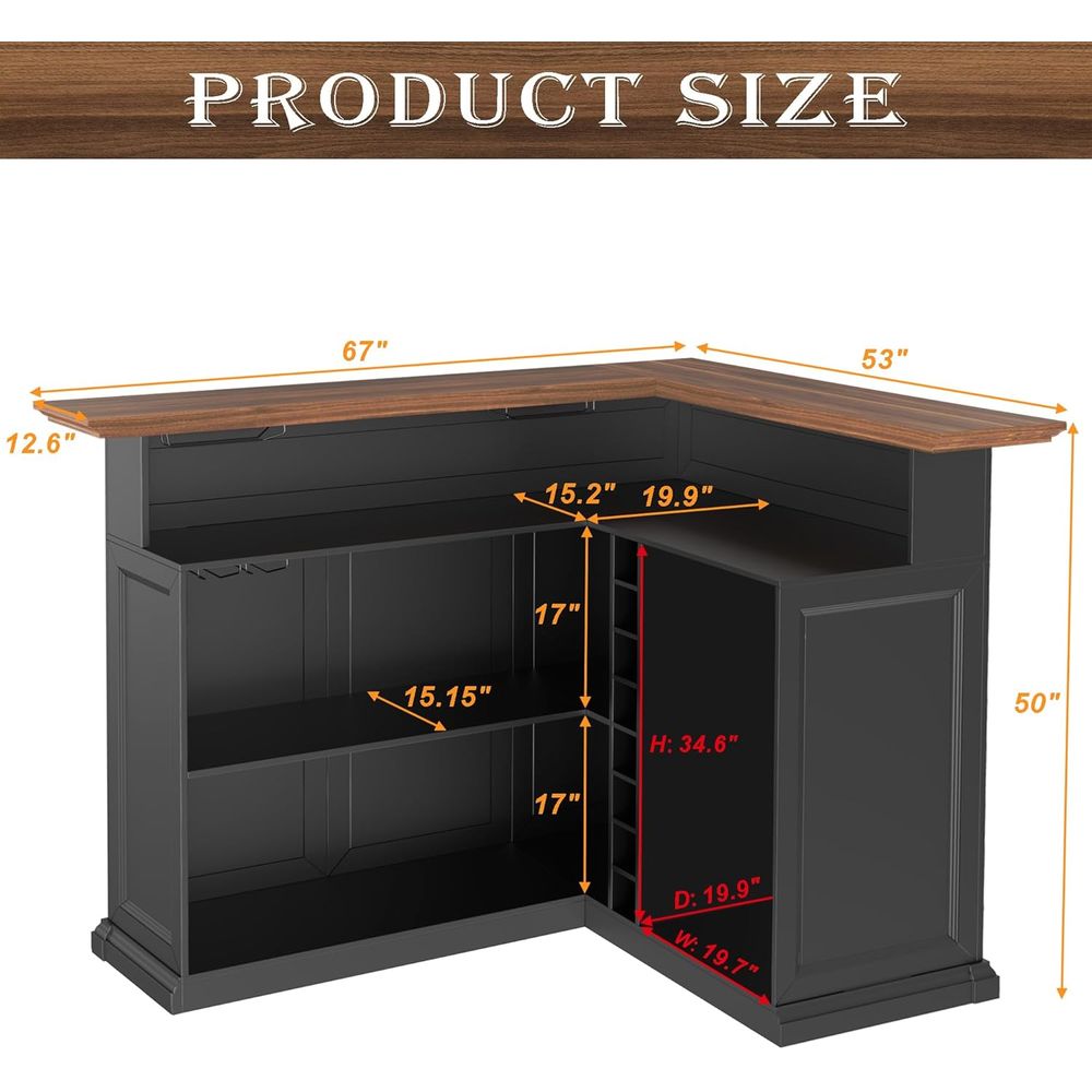 L-Shaped Home Bar Cabinet with - مراجعة Home Bar And Cabinet وسعره