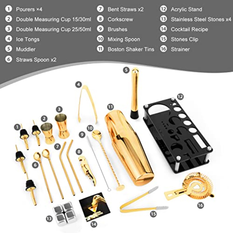 Cocktail Shaker Set 23-Piece B - مراجعة Boston Shaker Set وسعره