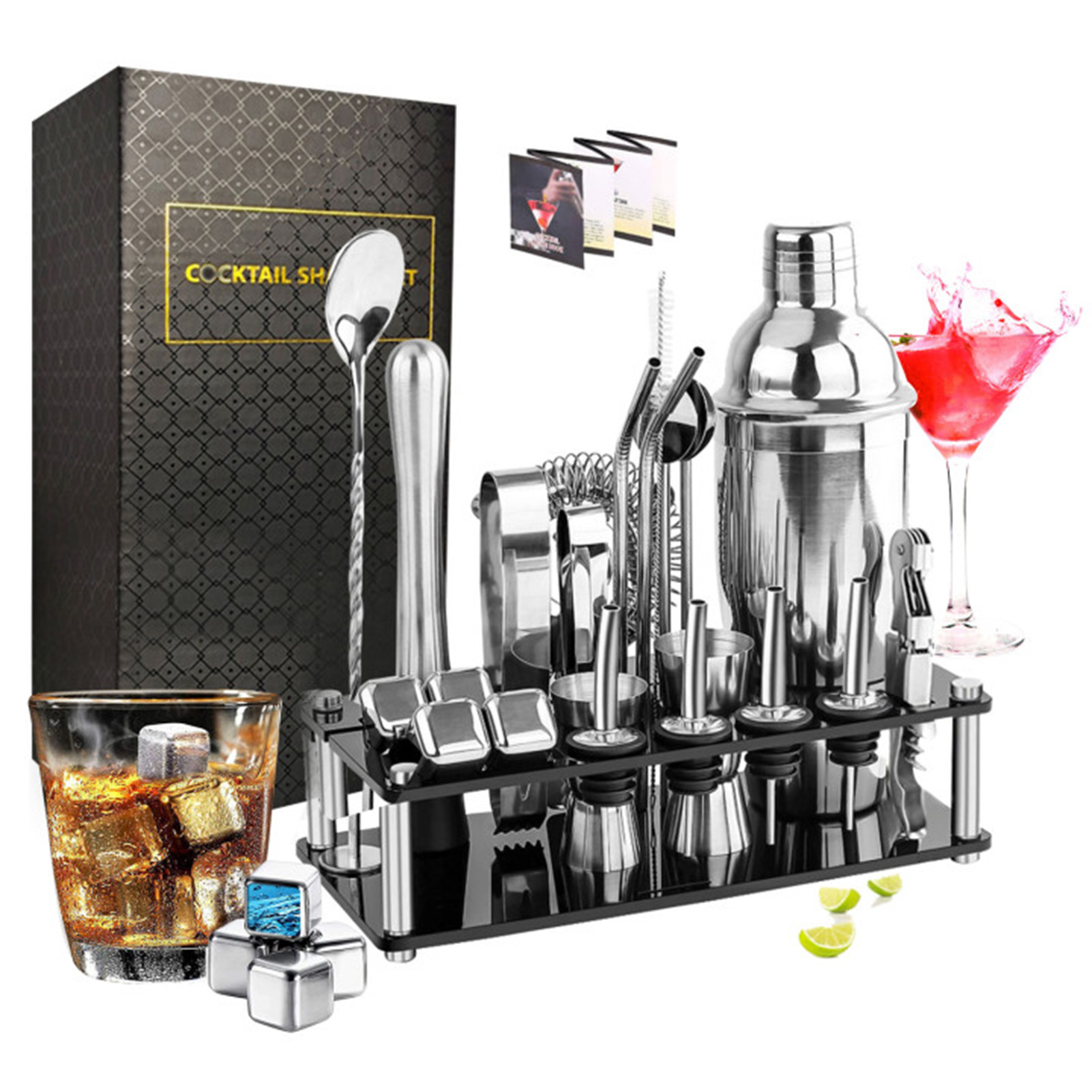 Cocktail Making Set Shaker Sta - مراجعة Cocktail Recipe Book وسعره