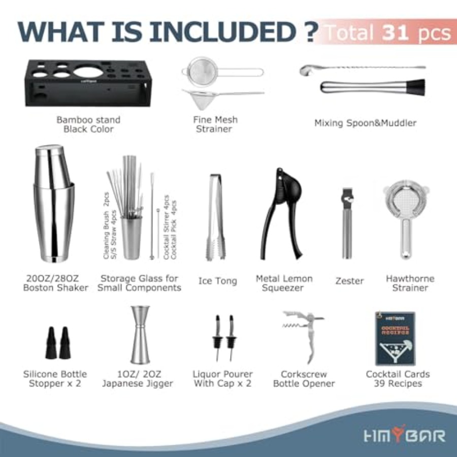 ® Bartender Kit with Bamboo St - مراجعة Boston Shaker Set وسعره