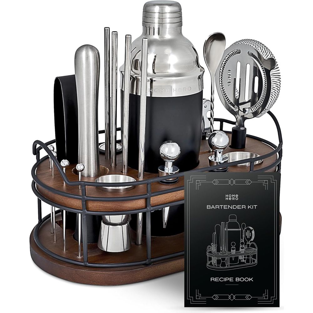 22-Piece Cocktail Shaker Set w - مراجعة Cocktail Recipe Book وسعره